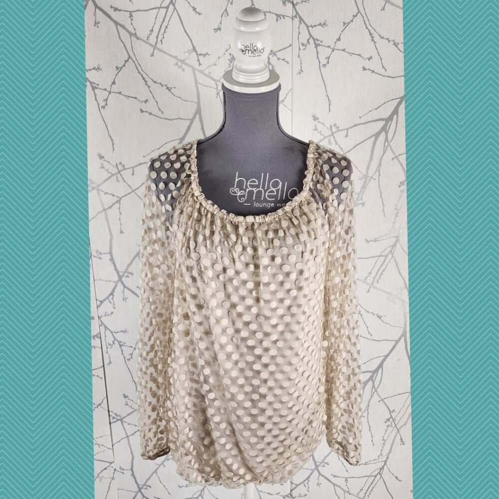 Elena Baldi Ivory Polkadot Chiffon Overlay Blouse